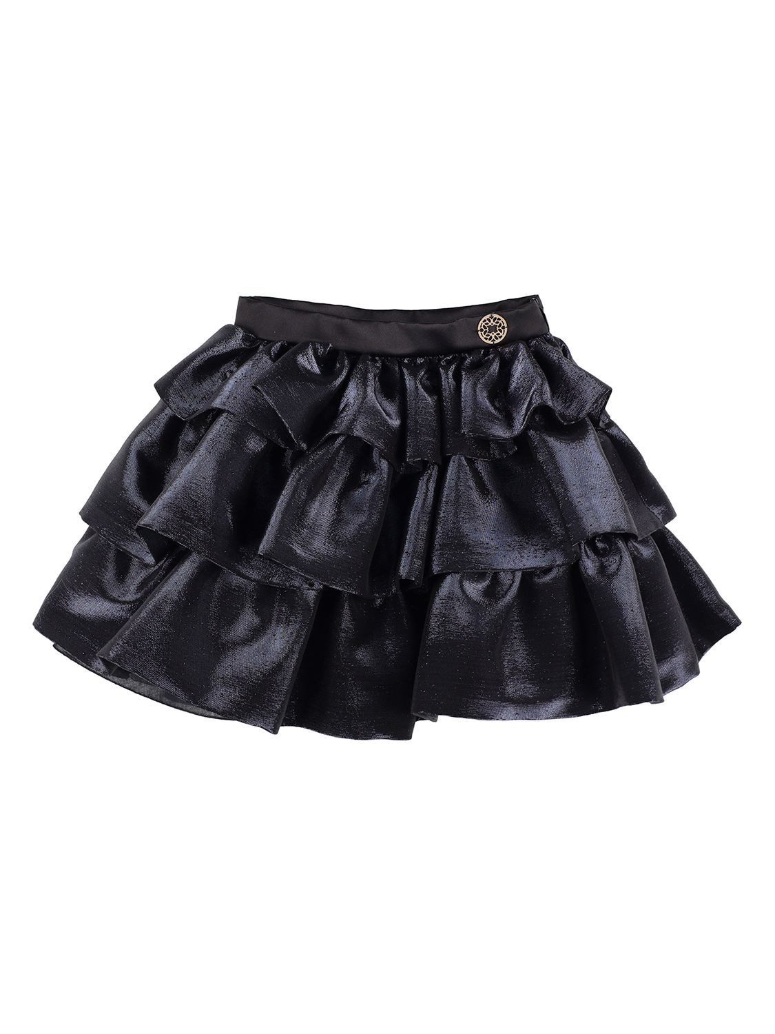 Elie Saab Kids' Layered Lurex Mini Skirt In Navy