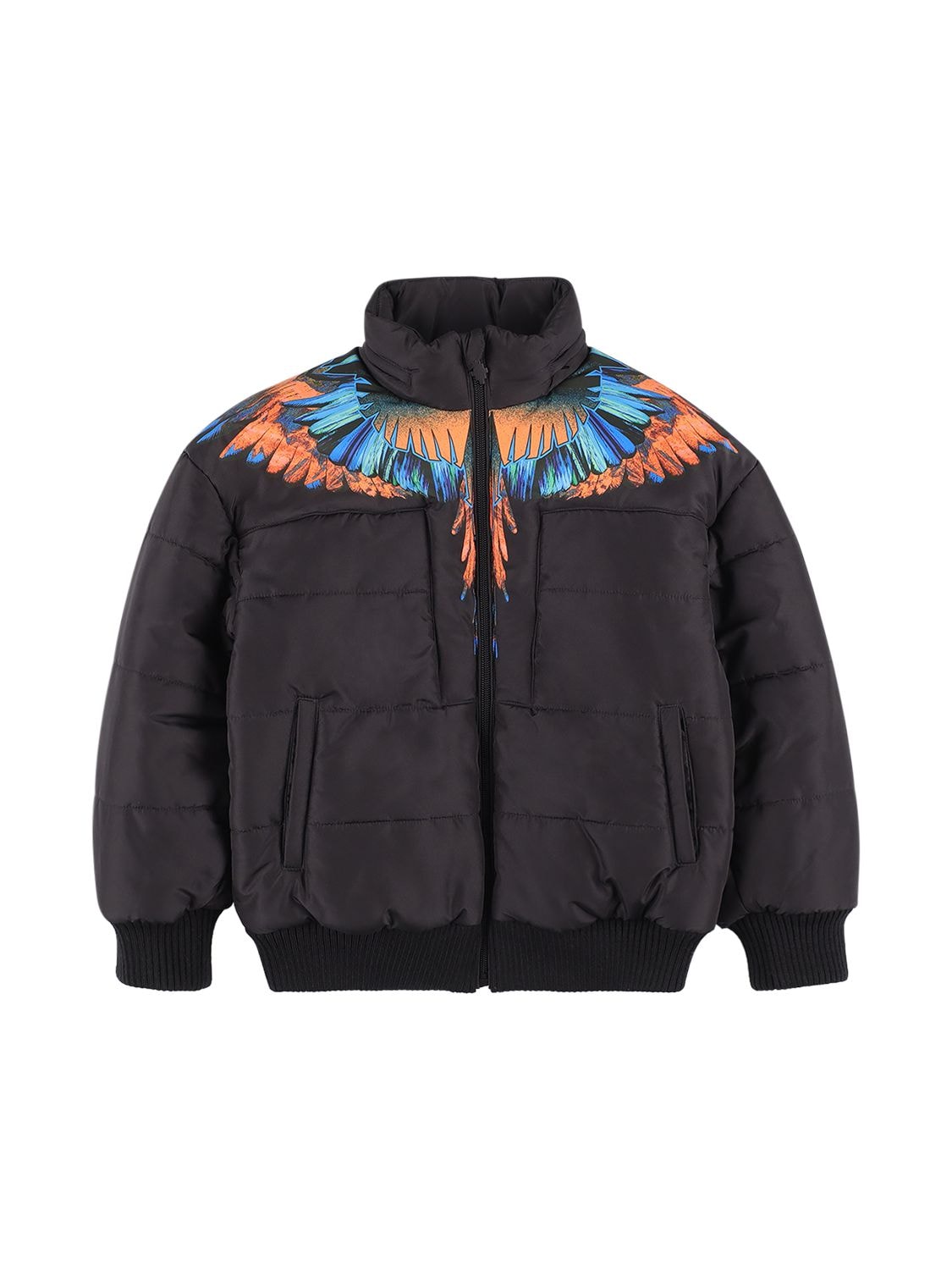 MARCELO BURLON COUNTY OF MILAN WINGS PRINT NYLON PUFFER BOMBER JACKET