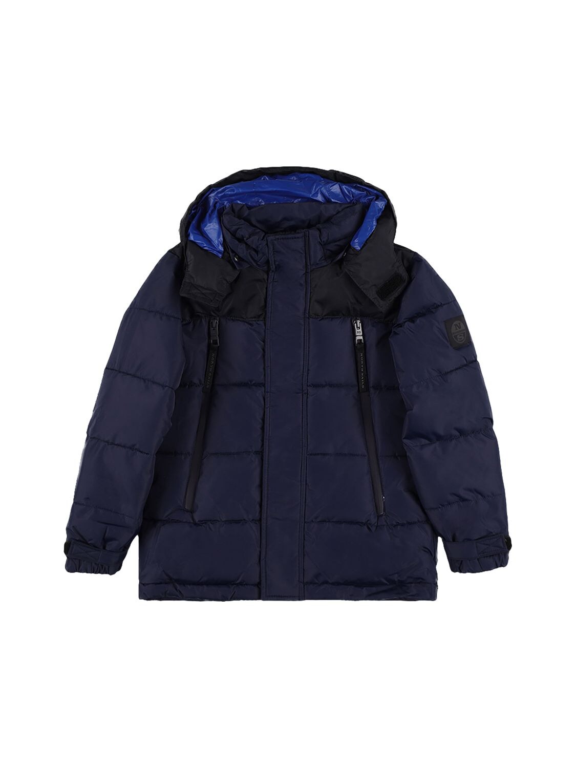 North Sails Kids' Color Block Recycled Puffer Jacket In Navy