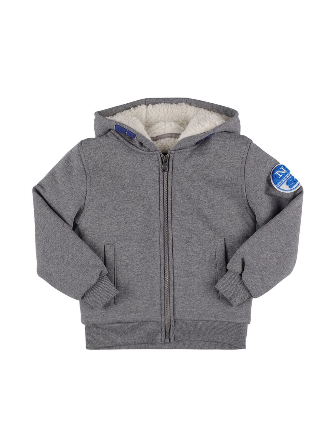 North Sails Kids' Cotton Hoodie W/ Recycled Teddy Lining In Grey
