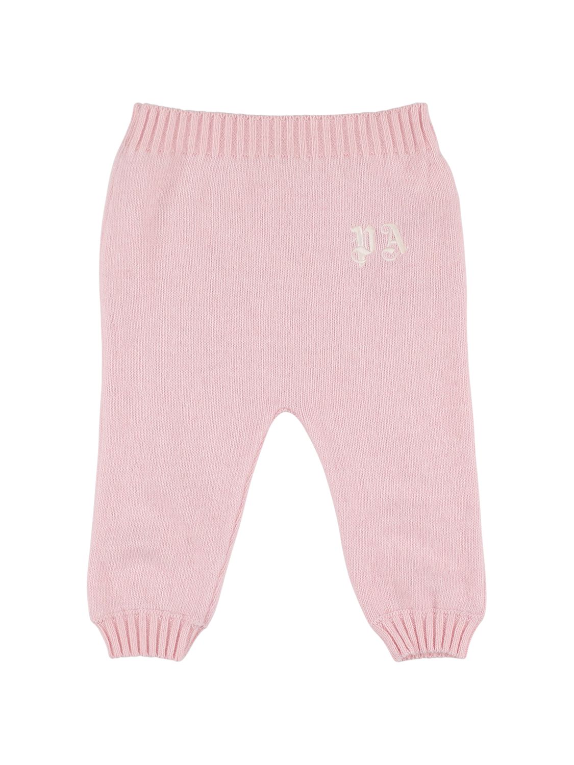 Palm Angels Logo-embroidered Knitted Trousers In Pink
