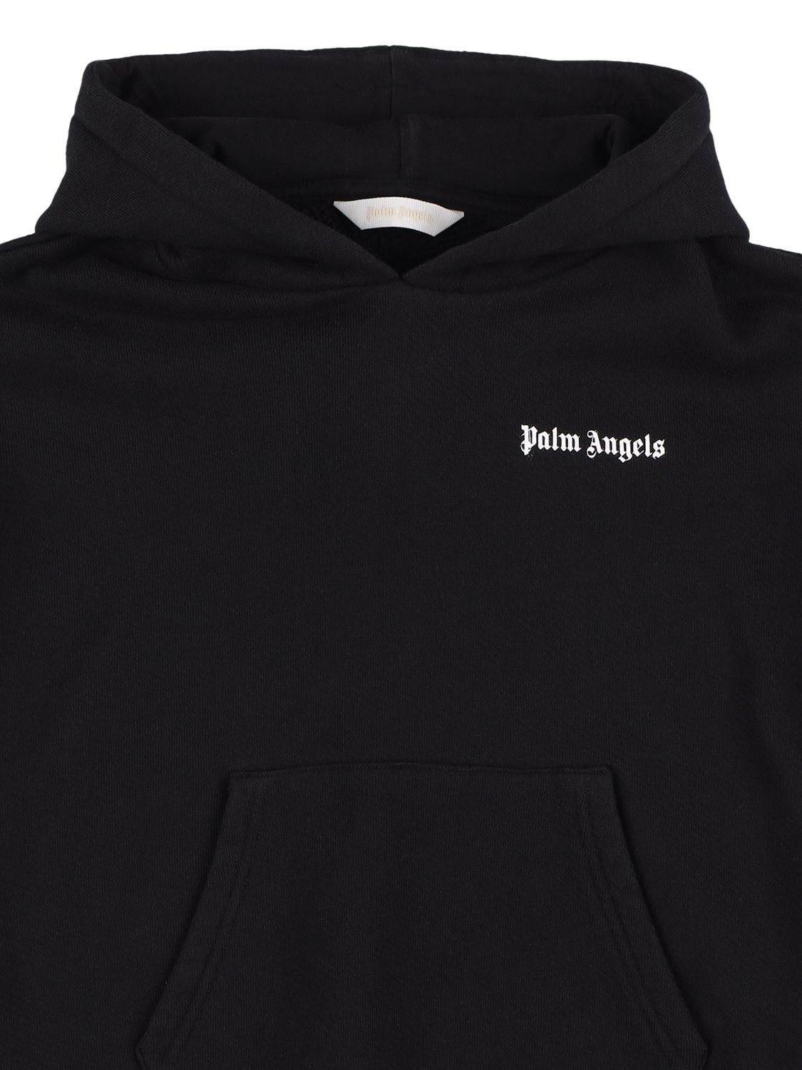 Shop Palm Angels Logo Print Cotton Sweatshirt Hoodie In Black