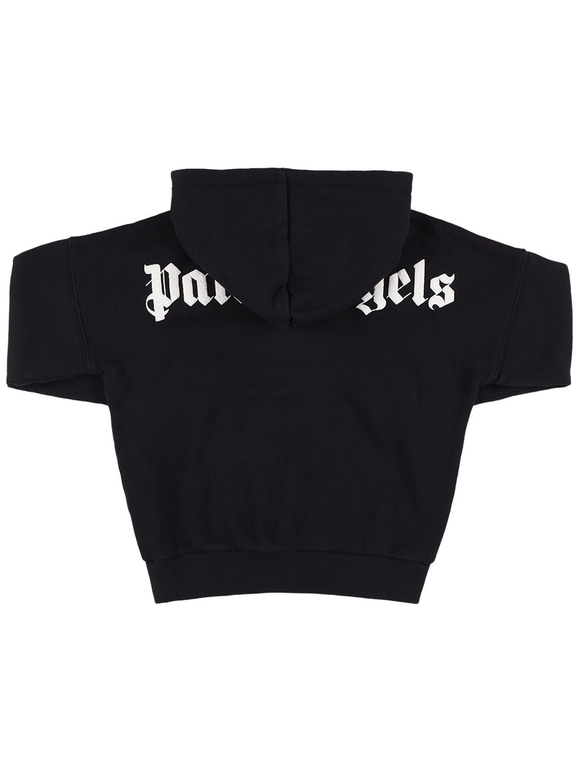 Shop Palm Angels Logo Print Cotton Sweatshirt Hoodie In Black