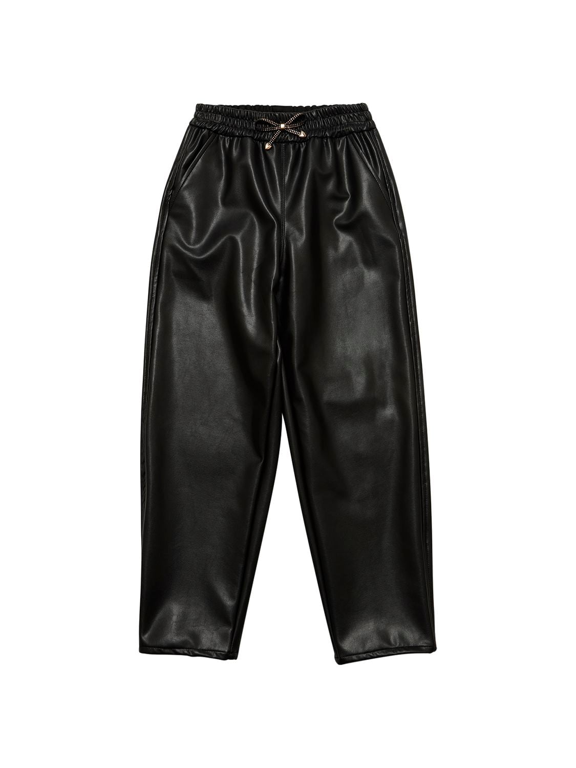 Monnalisa Kids' Faux Leather Pants In Black