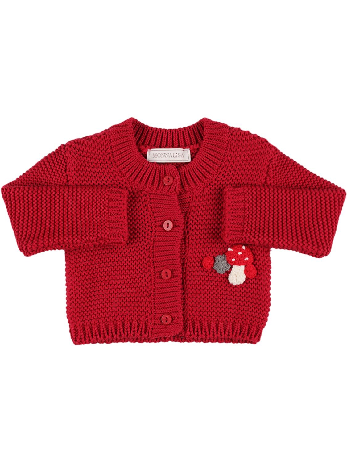 MONNALISA COTTON TRICOT KNIT CARDIGAN