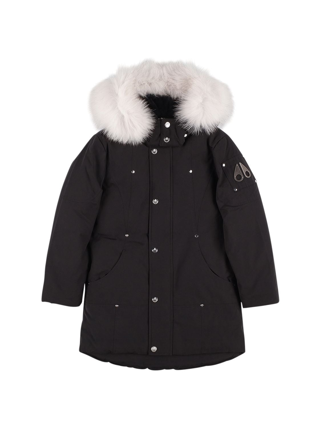 Moose Knuckles Babies' Nylon Down Jacket W/ Fur In Black | ModeSens