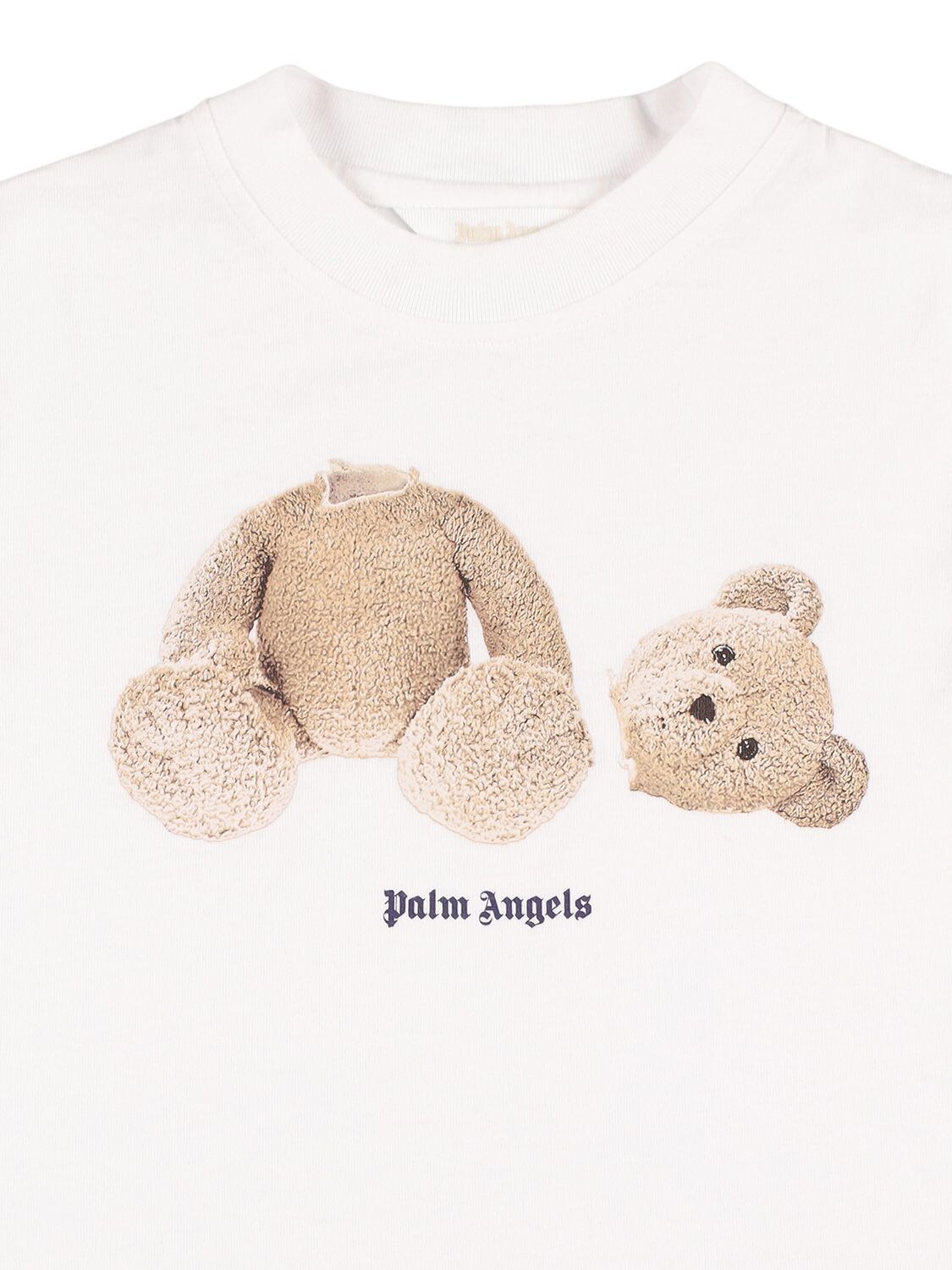 Shop Palm Angels Bear Print Cotton Jersey T-shirt In White