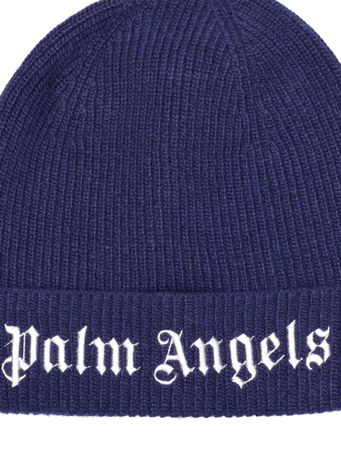 Shop Palm Angels Wool Blend Knit Beanie Hat In Navy