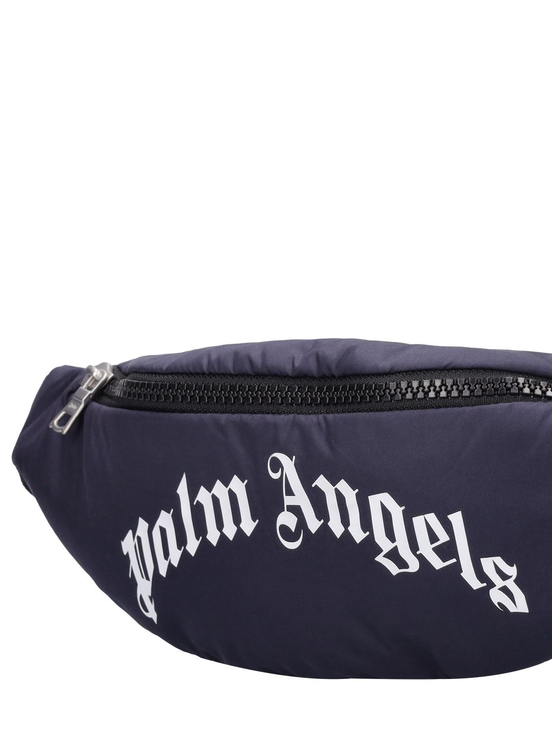 Shop Palm Angels Logo Print Nylon Belt Bag In Navy