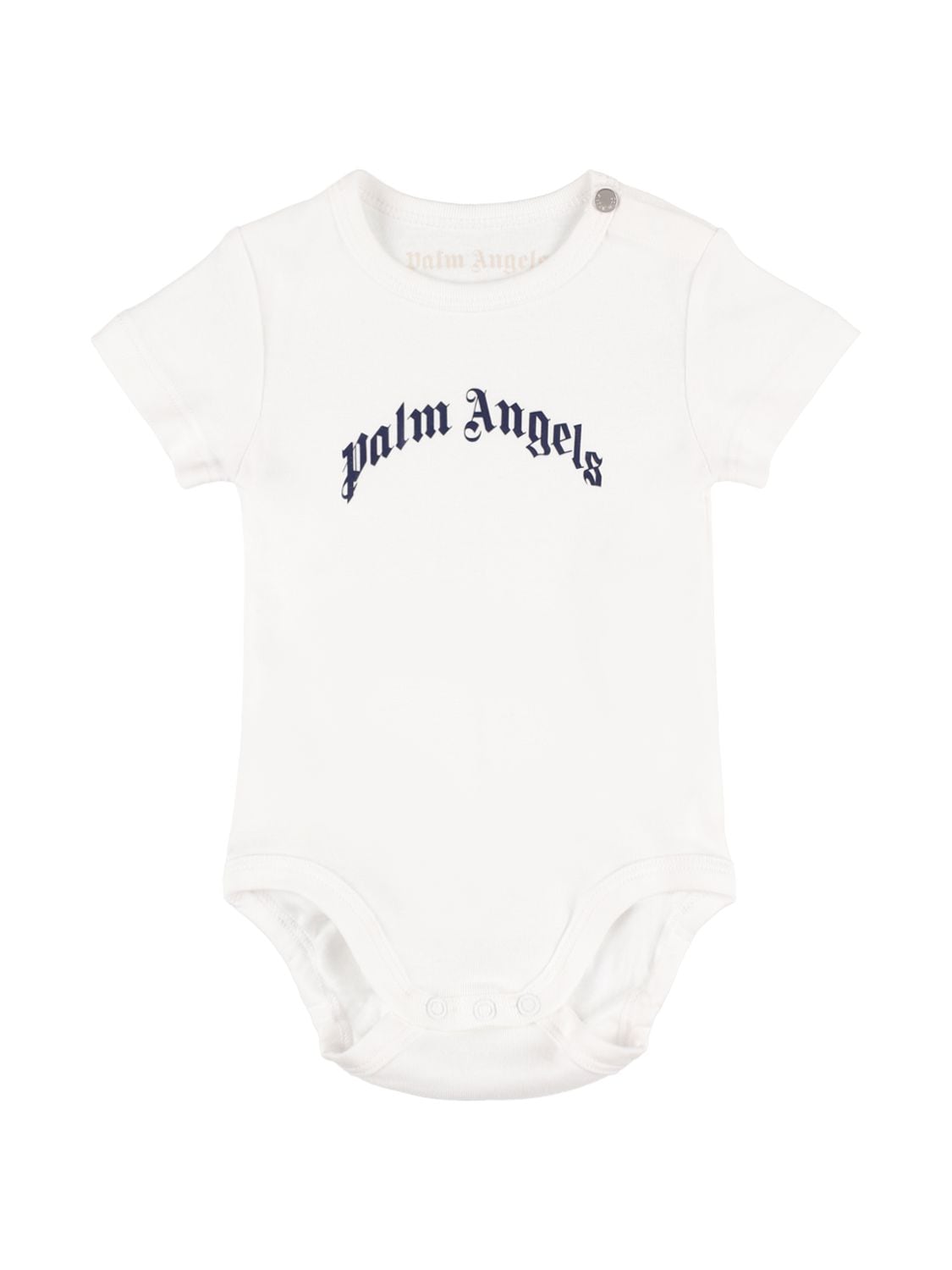 Palm Angels Babies' Logo Print Cotton Jersey Bodysuit In White