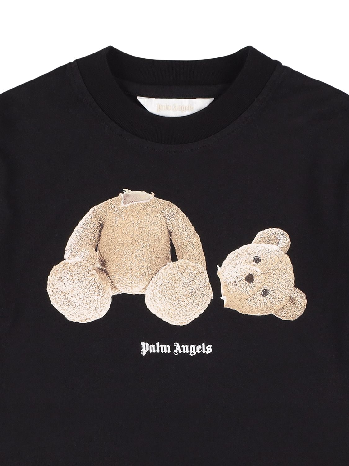 Shop Palm Angels Bear Print Cotton Jersey T-shirt In Black