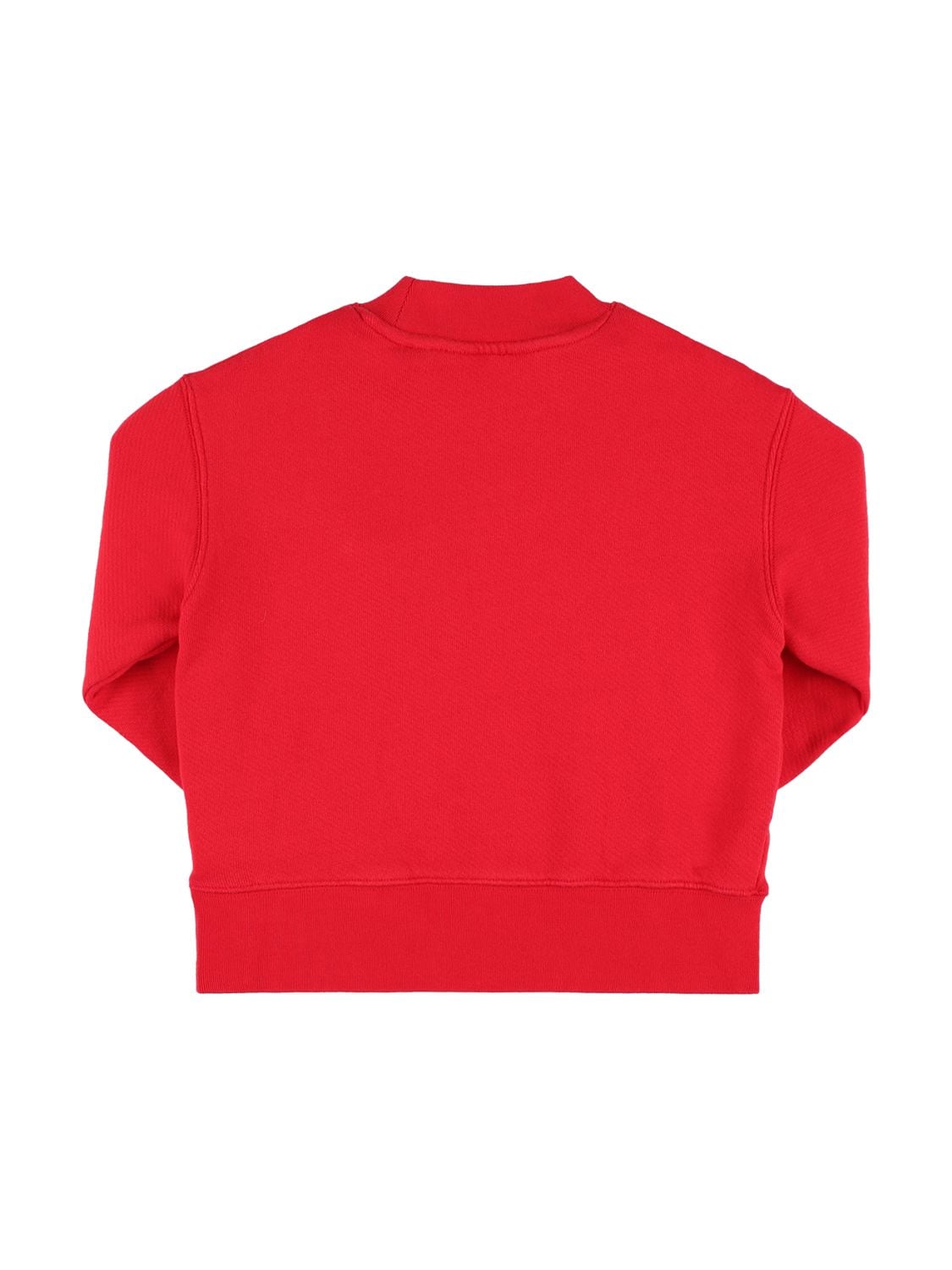 Shop Palm Angels Logo Print Cotton Sweatshirt In Red