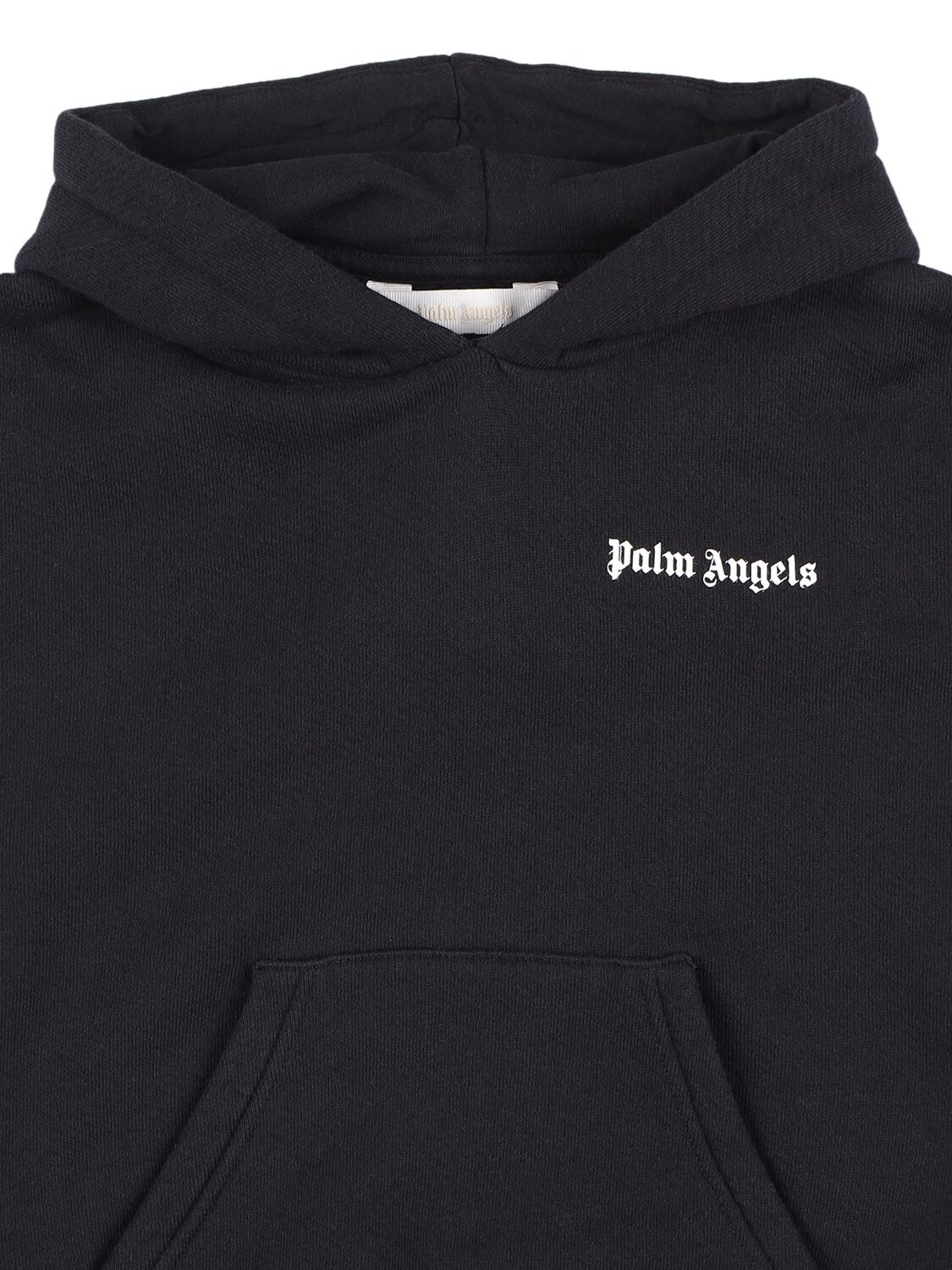 PALM ANGELS LOGO PRINT COTTON HOODIE SWEATSHIRT 