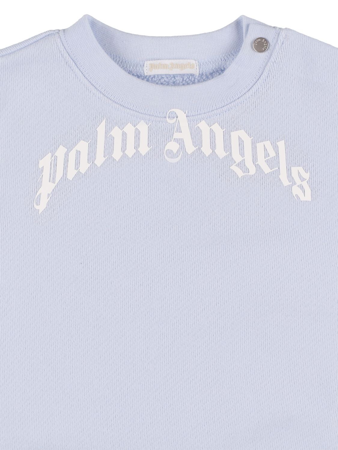 Shop Palm Angels Logo Print Cotton Sweatshirt In Light Blue