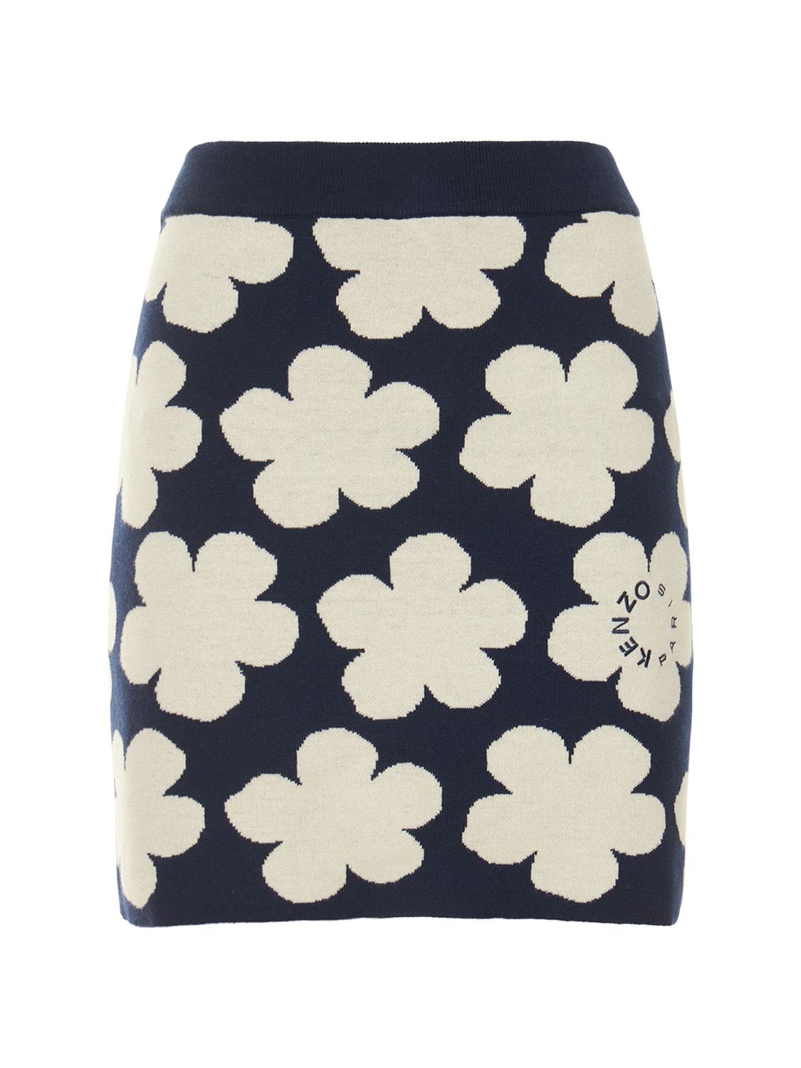 KENZO PARIS Double Wool Blend Jacquard Mini Skirt