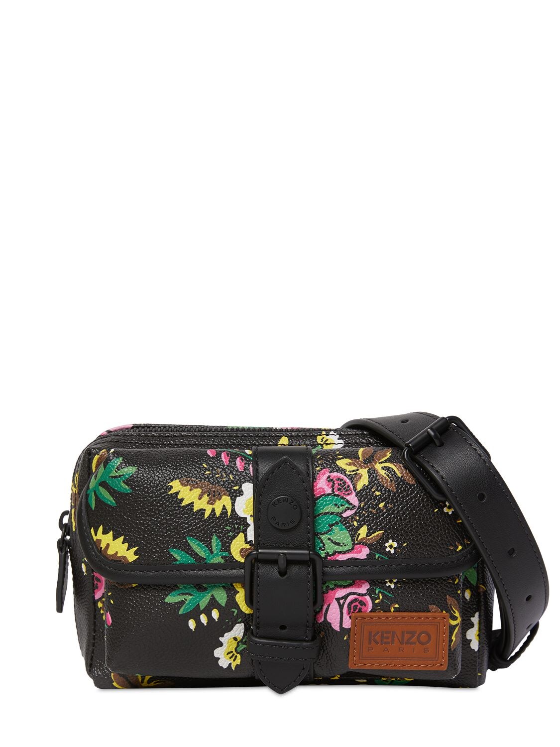 Kenzo Mini Pop Floral Printed Faux Leather Bag In Black