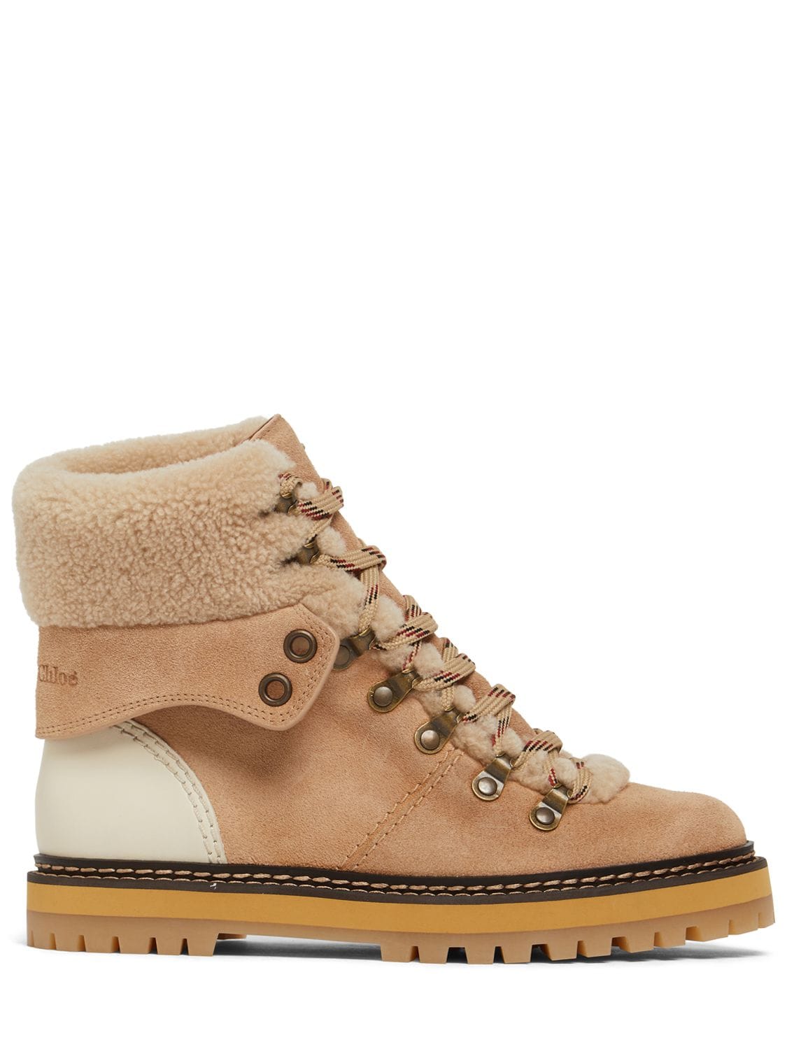 SEE BY CHLOÉ 25MM EILEEN SHEARLING HIKING BOOTS