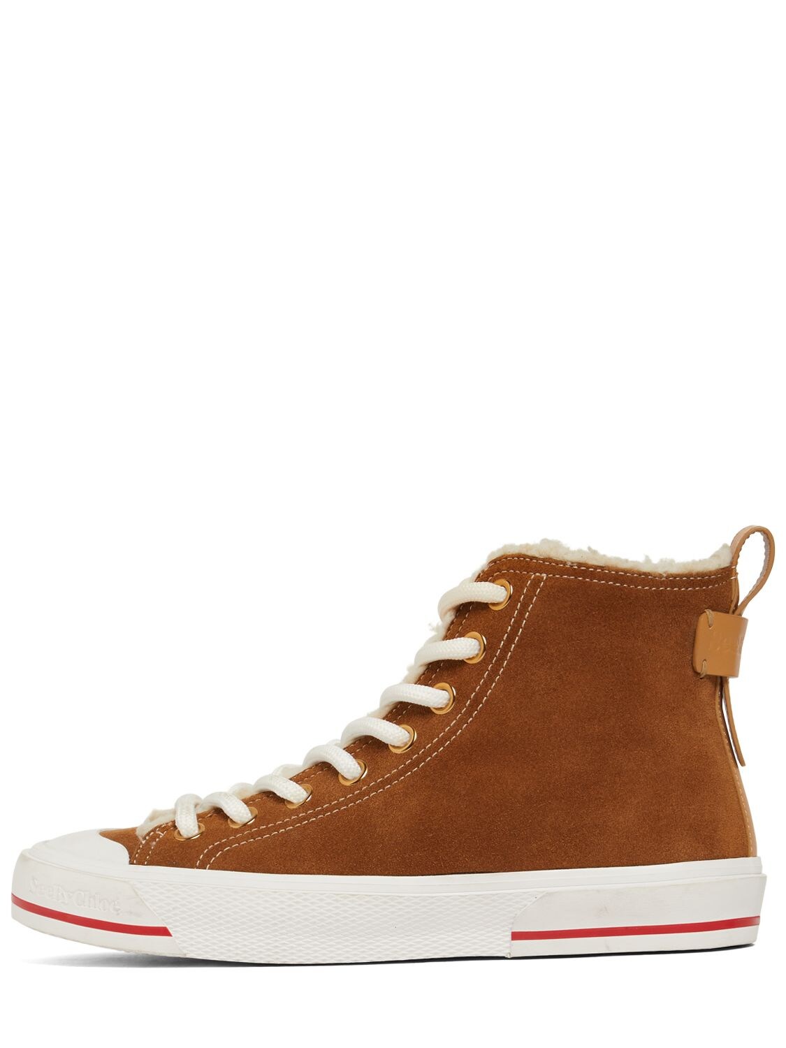 SEE BY CHLOÉ 20MM ARYANA SHEARLING HIGH TOP SNEAKERS