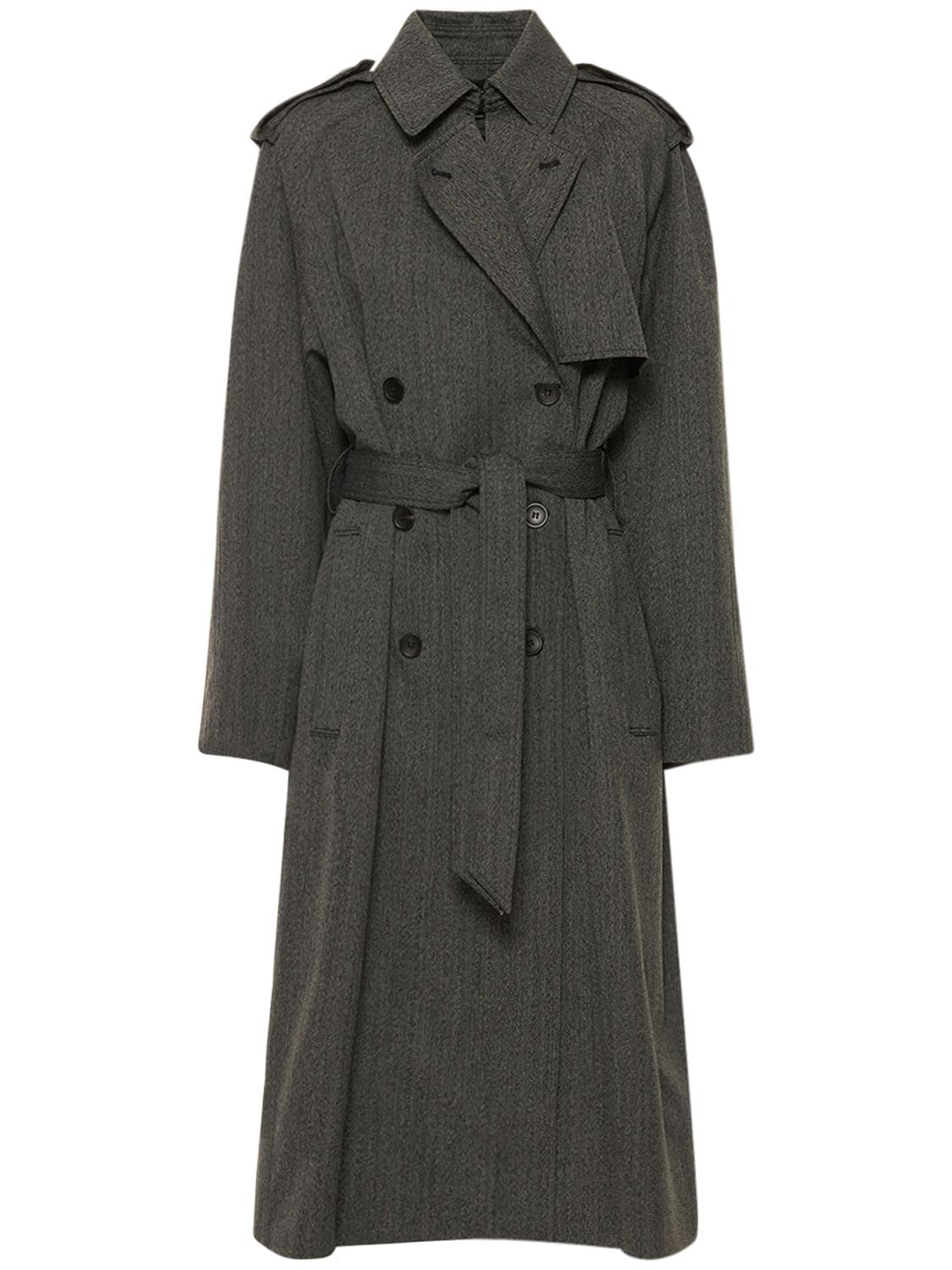 Isabel Marant Jepson Wool Trench Coat In Dark Grey