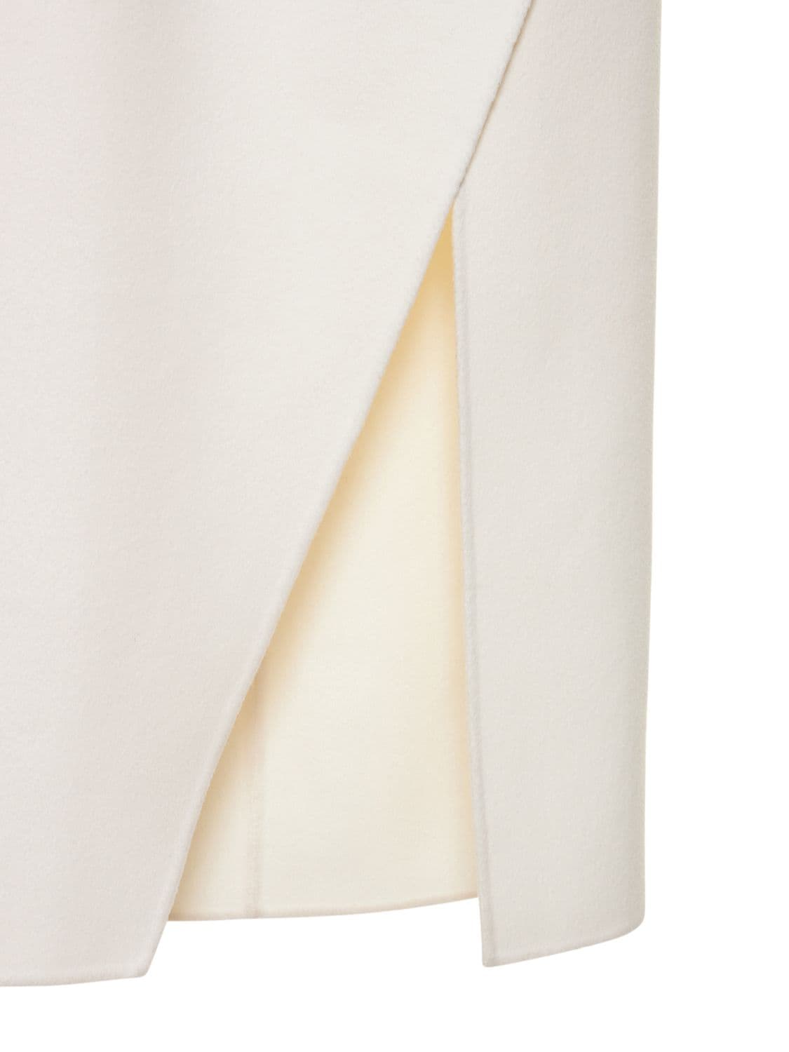 Shop Michael Kors Wool Blend Asymmetric Slit Midi Skirt In White