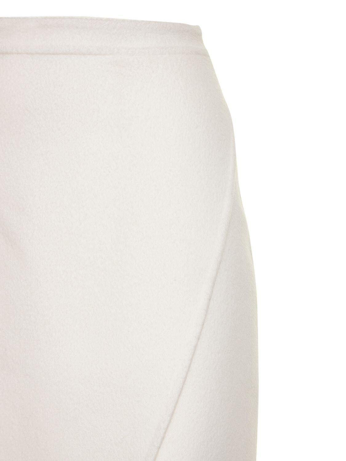 Shop Michael Kors Wool Blend Asymmetric Slit Midi Skirt In White