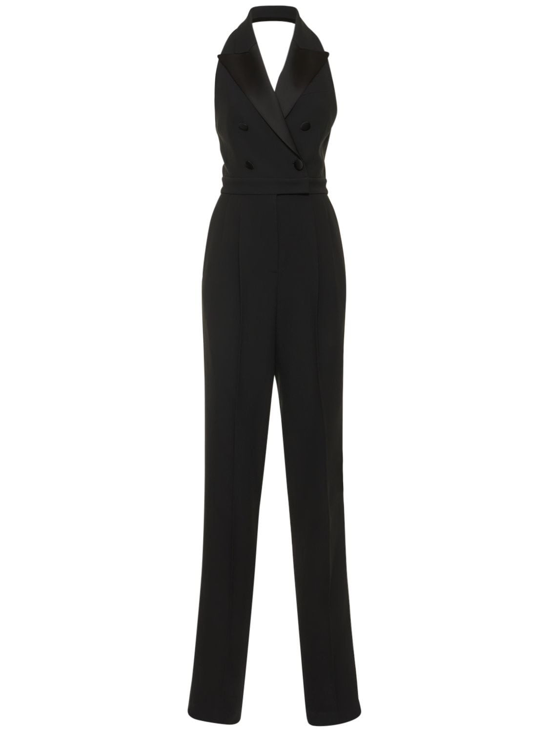 Michael Kors Crepe Sable Halter Neck Tuxedo Jumpsuit In Black | ModeSens