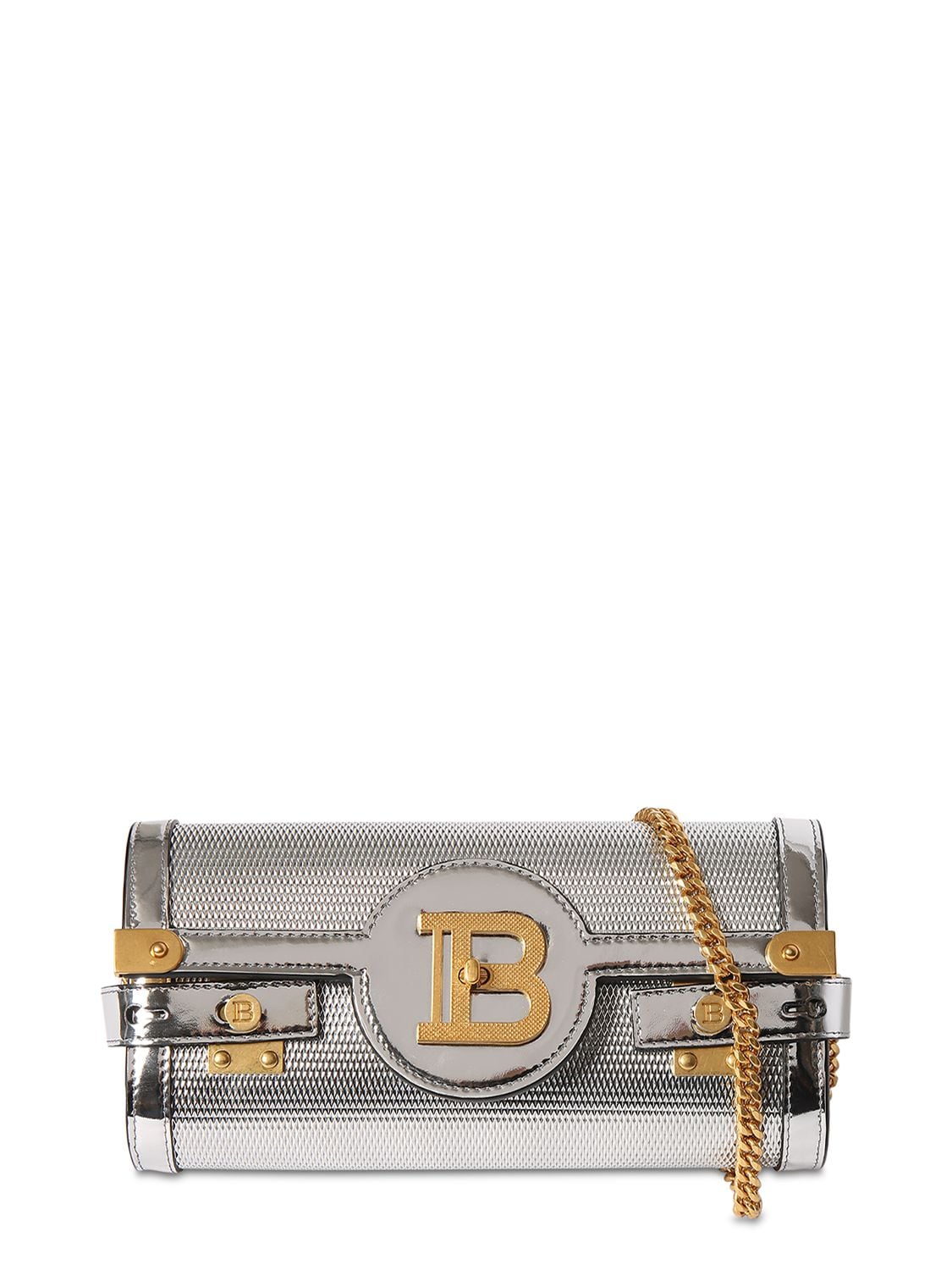 Balmain Bbuzz 23 Leather Shoulder Bag In Silver