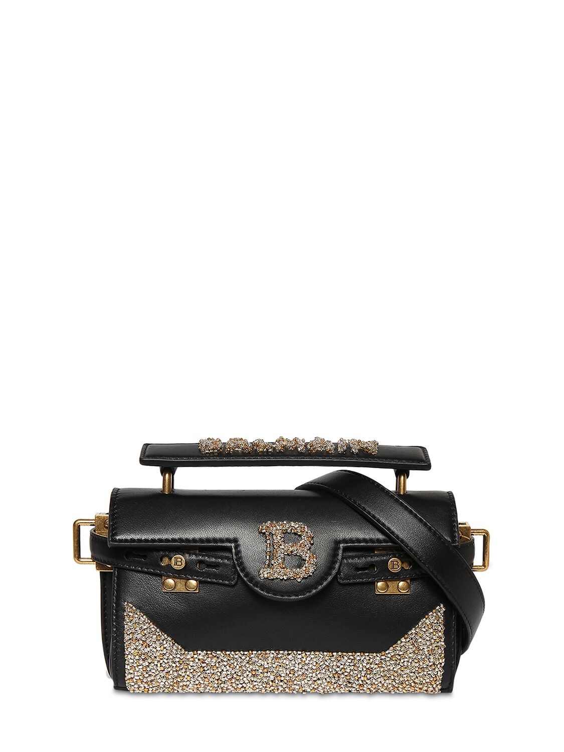 BALMAIN Bbuzz 19 Leather Baguette Shoulder Bag