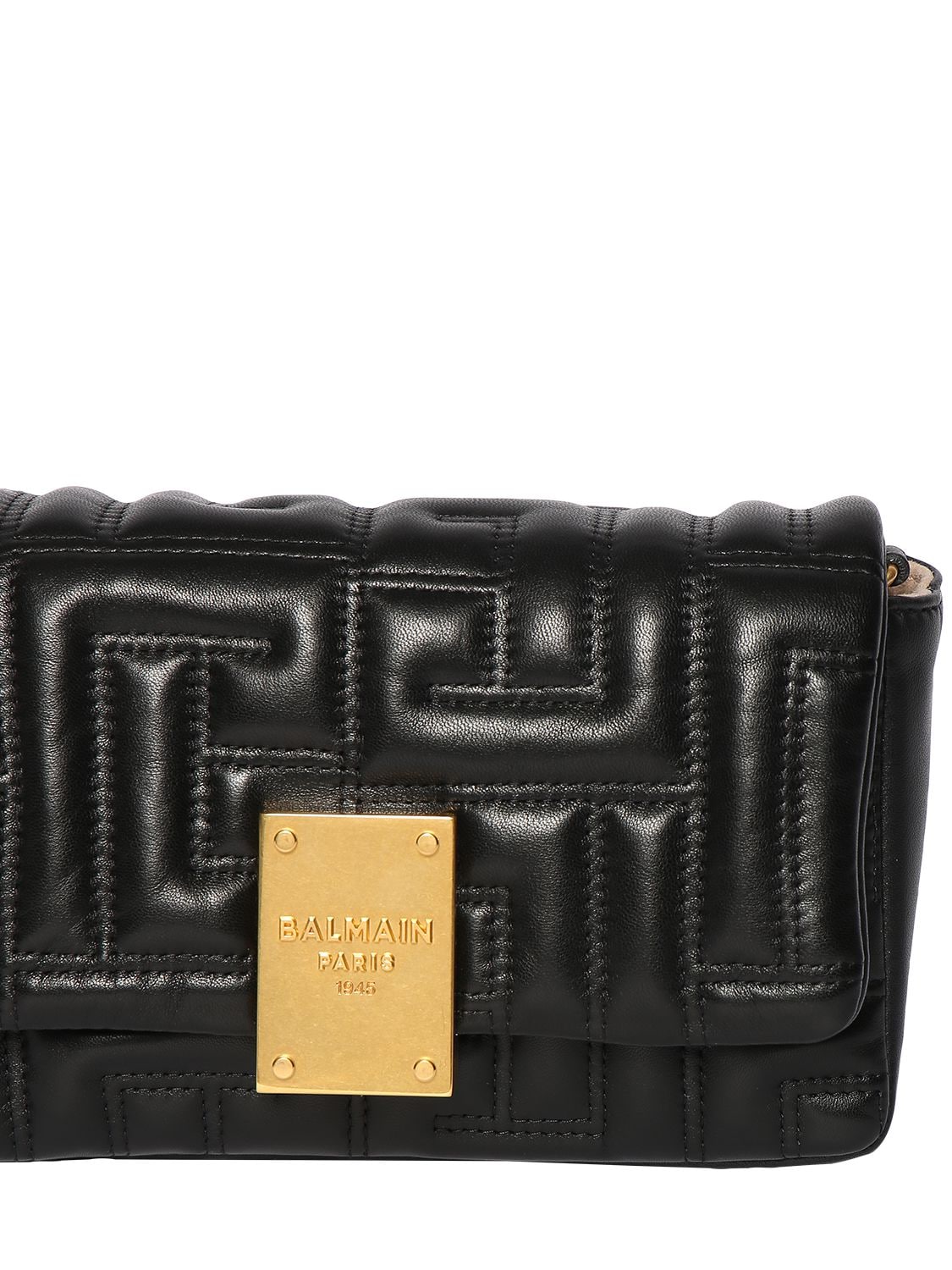 Shop Balmain Mini 1945 Quilted Leather Bag In Black