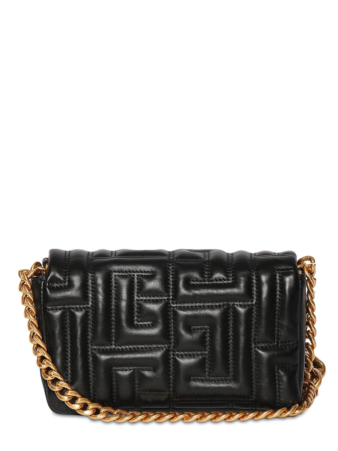 Shop Balmain Mini 1945 Quilted Leather Bag In Black