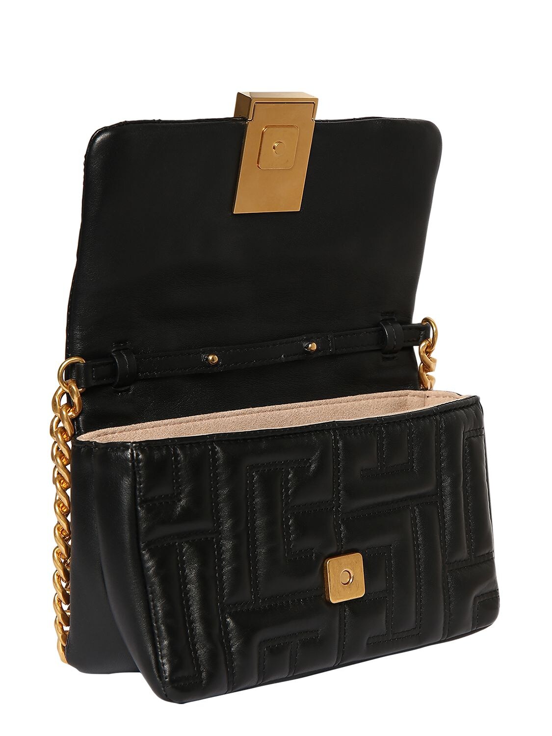 Shop Balmain Mini 1945 Quilted Leather Bag In Black