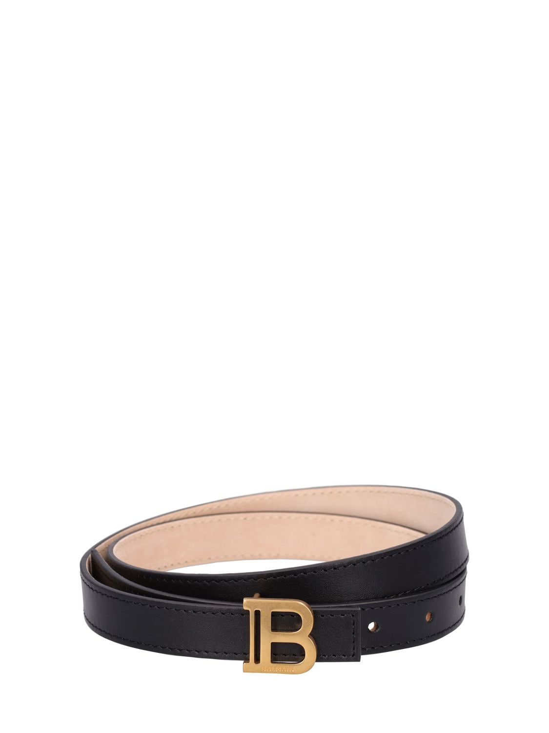 Shop Balmain 2cm Leather B-belt In Black