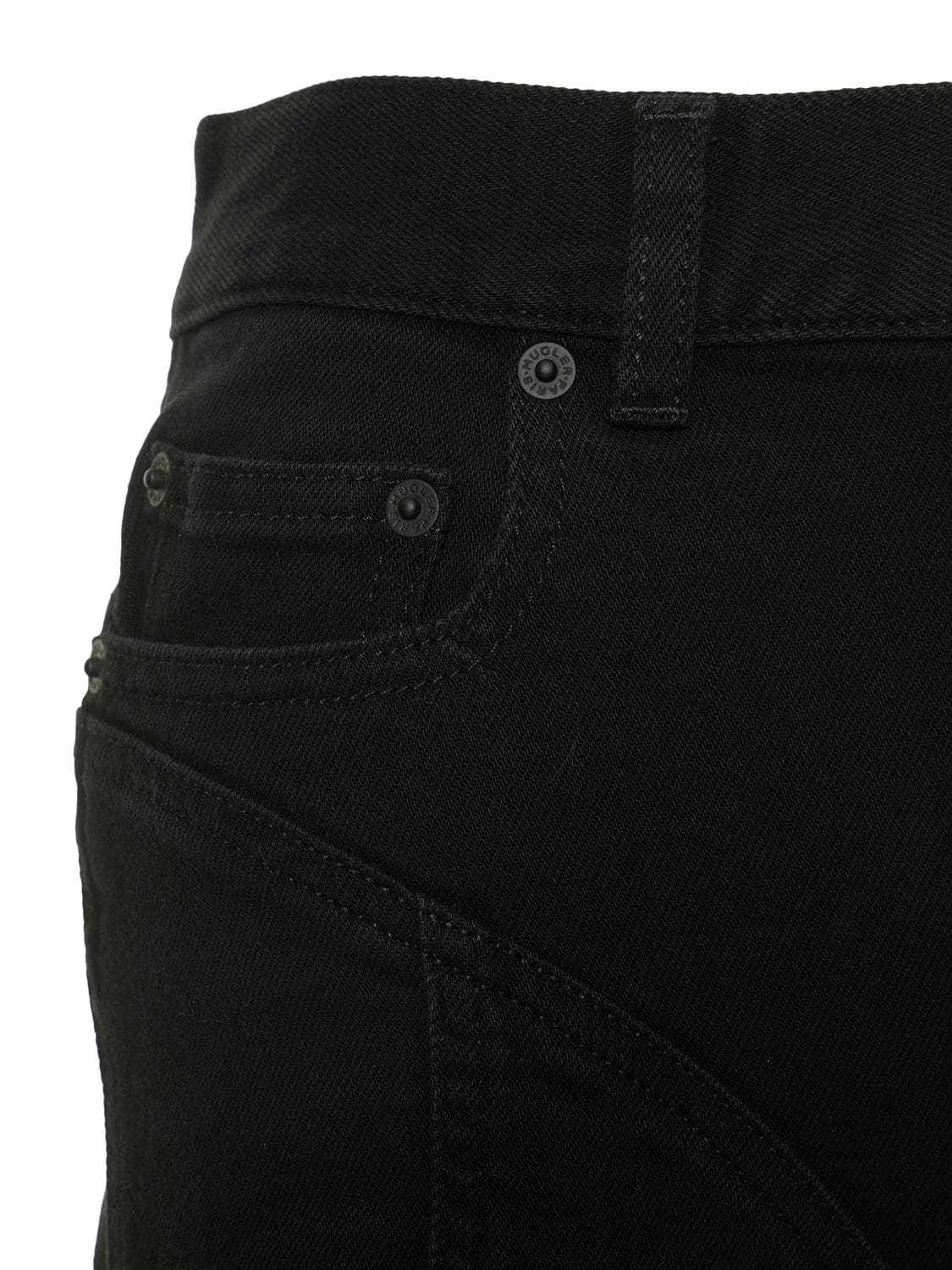 Shop Mugler Contrast Hi-waist Denim & Jersey Shorts In Black