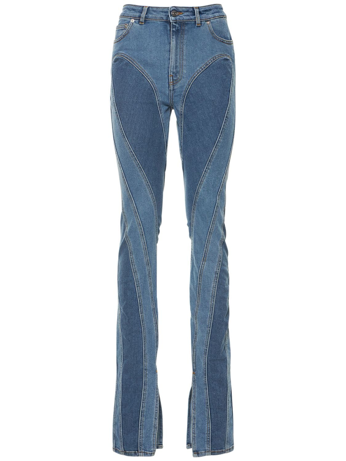Paneled Cotton Denim Skinny Jeans