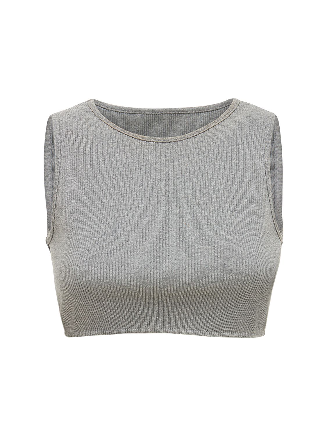 Gauchère Ribbed Jersey Cropped Tank Top In Grey