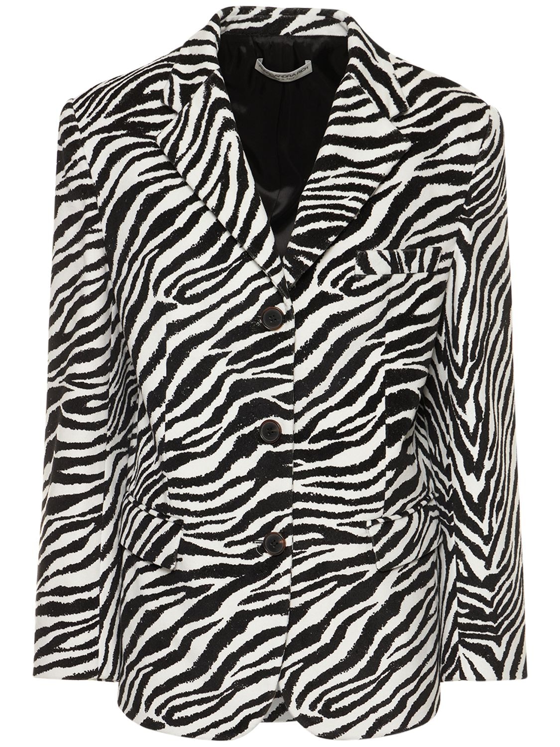 ALESSANDRA RICH Zebra Print Velvet Oversize Blazer