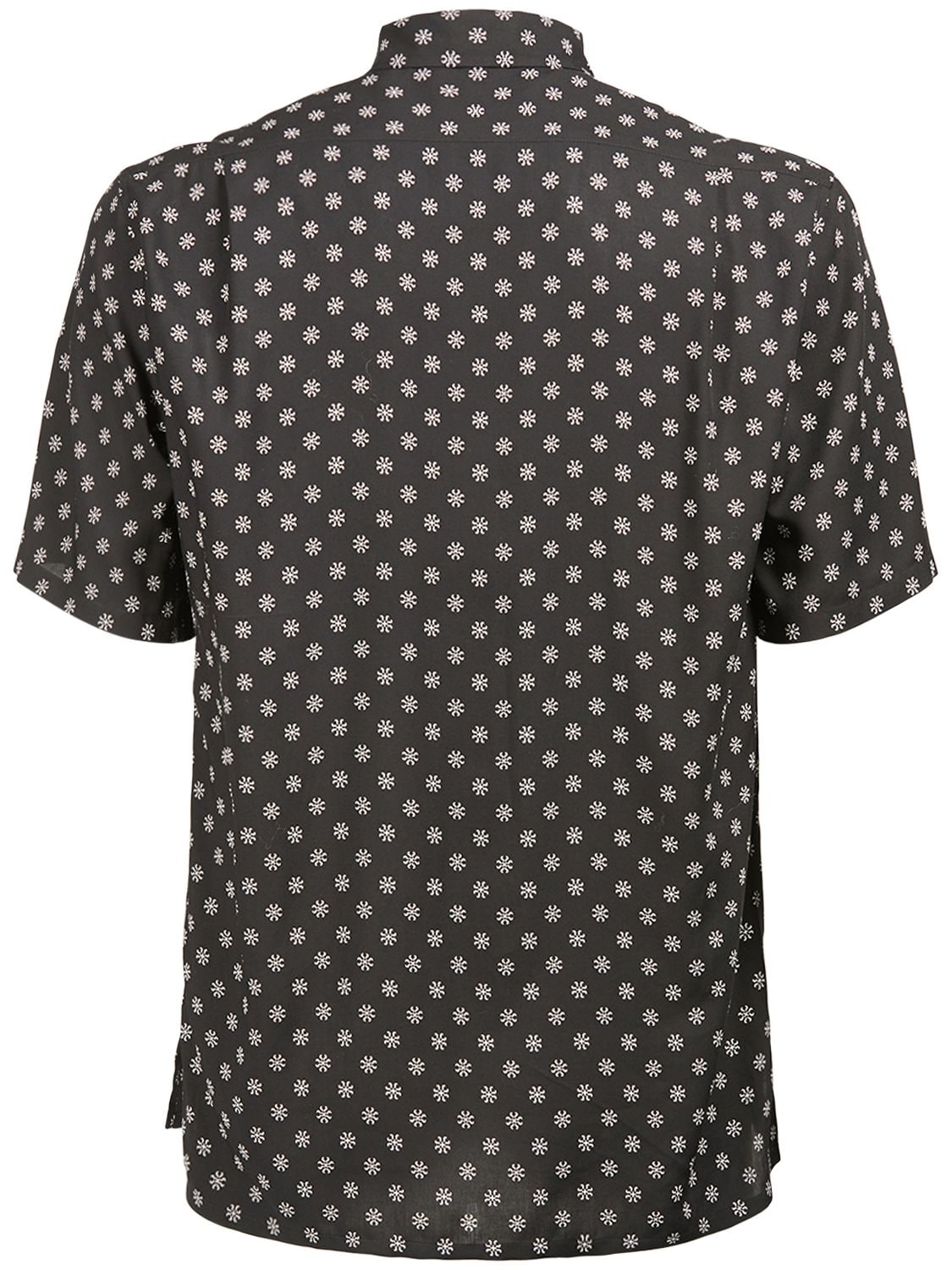 Shop Saint Laurent Printed Viscose Short Sleeve Shirt In Black Chalk