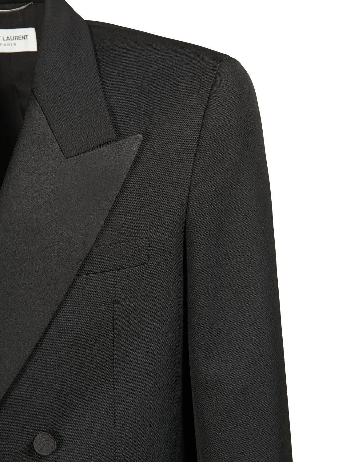 Saint Laurent Double Breasted Tuxedo Jacket In Black | ModeSens