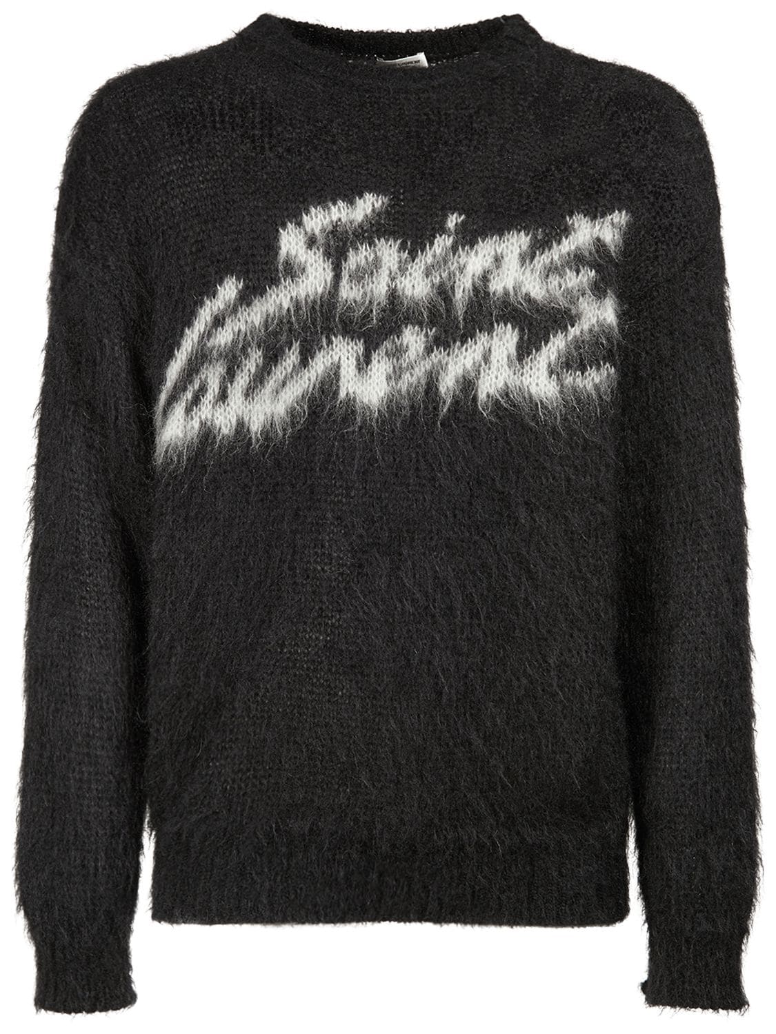 SAINT LAURENT Musical Note Jacquard Mohair Blend Sweater In Black $2677