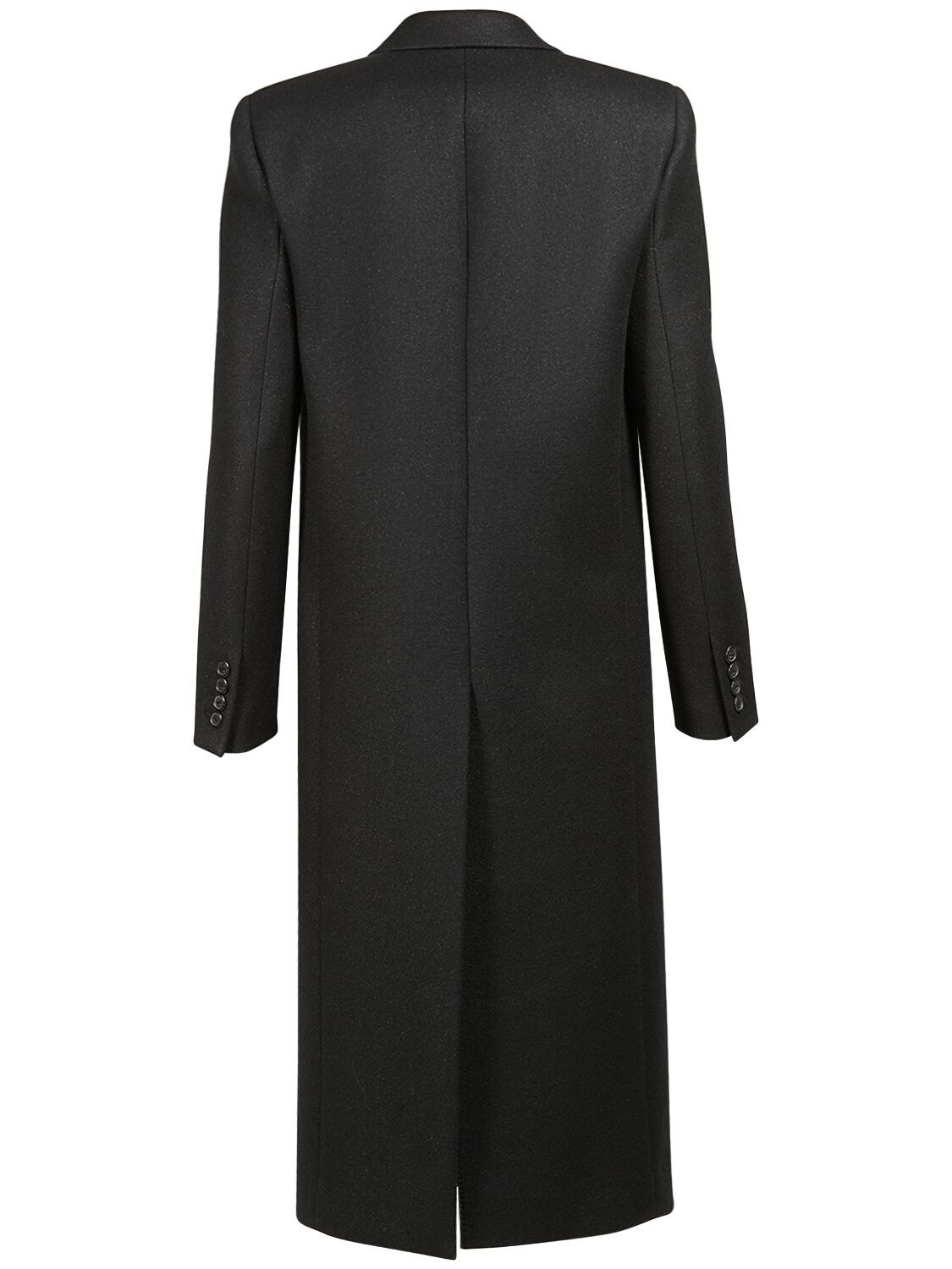 Shop Saint Laurent Croise Long Coat In Shiny Black