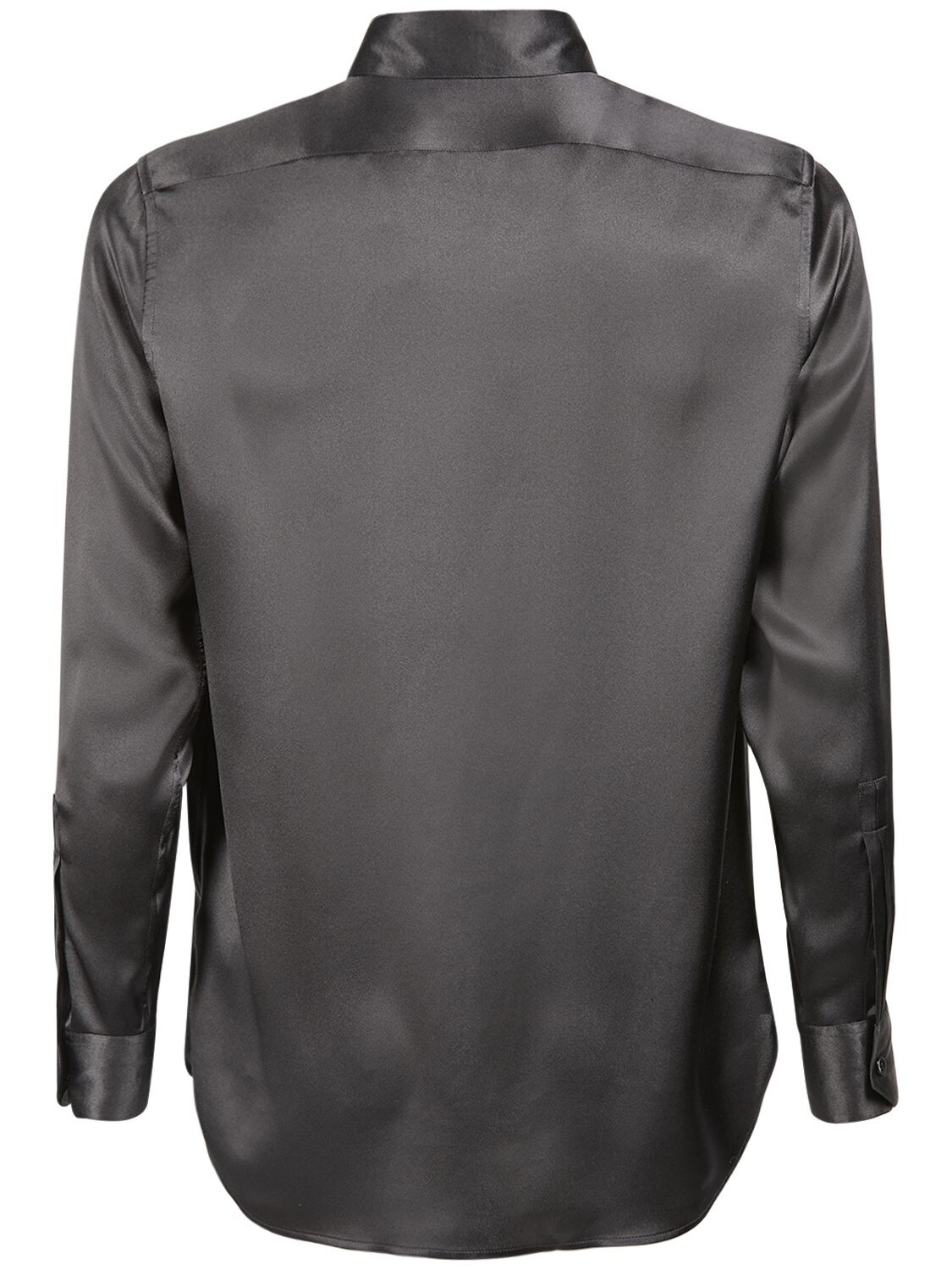 Shop Saint Laurent Yves Silk Shirt In Black