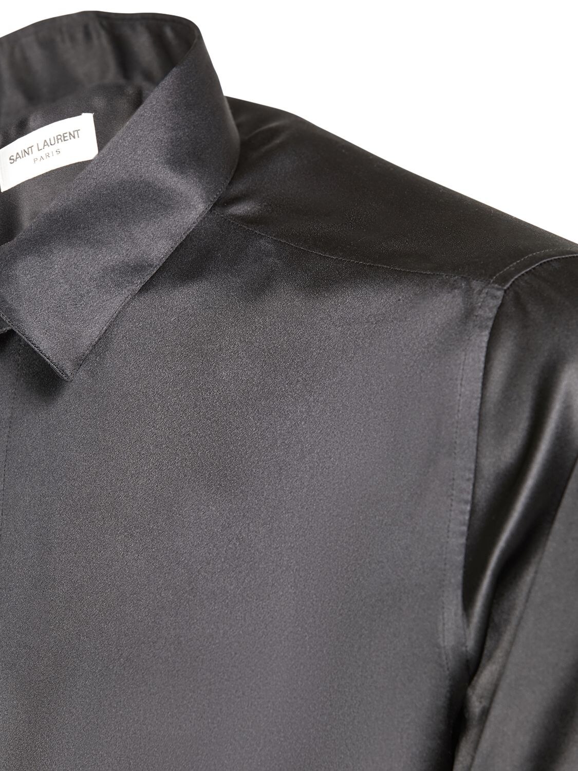 Shop Saint Laurent Yves Silk Shirt In Black