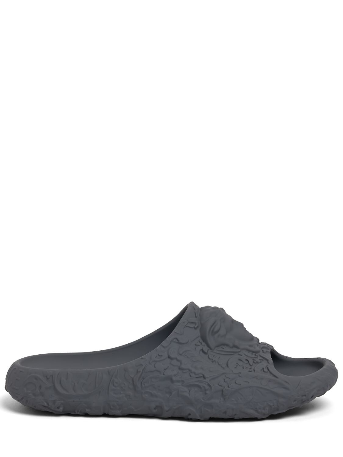 Versace Medusa Rubber Slide Sandals In Grey