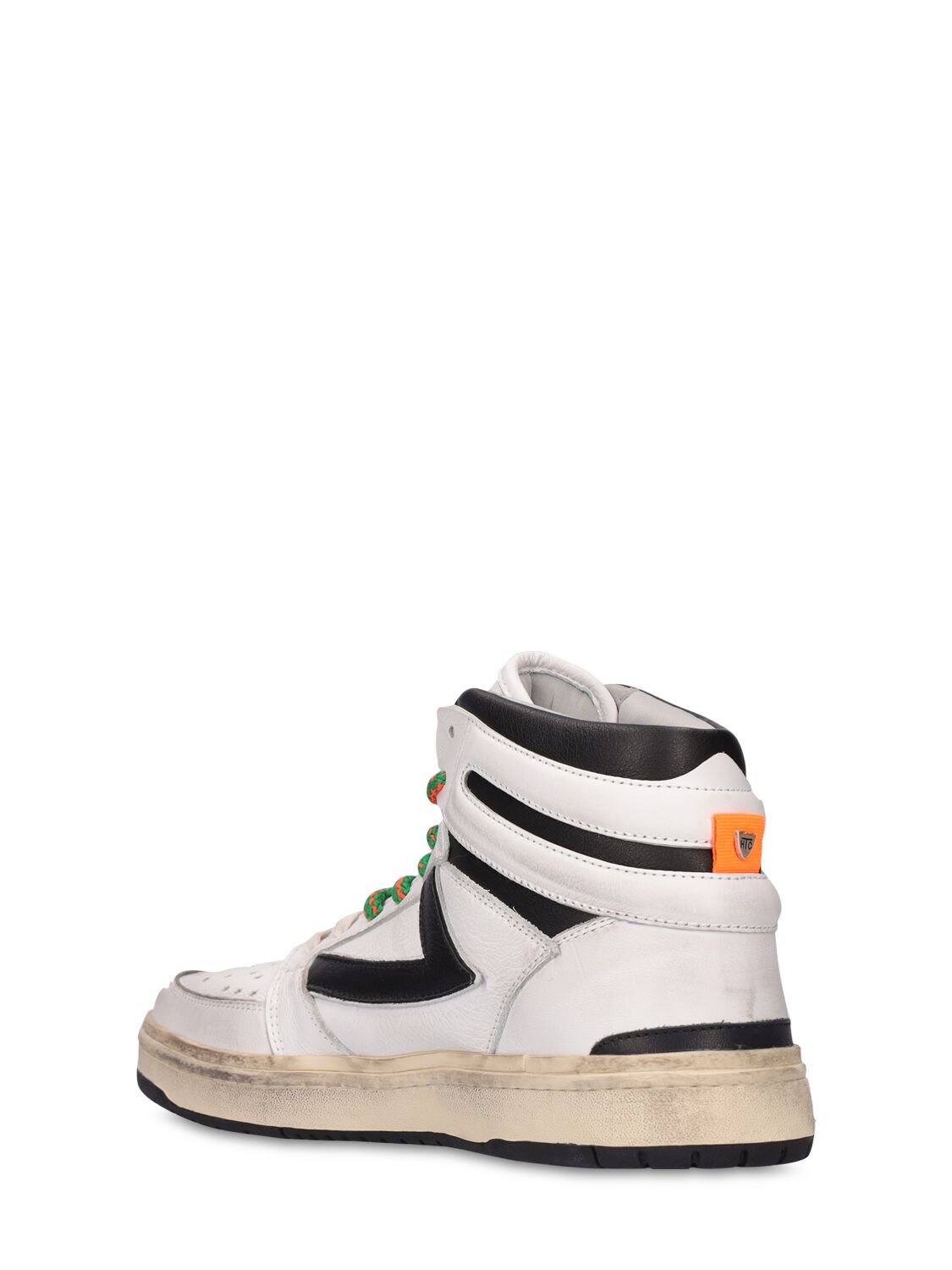 Shop Htc Los Angeles Starlight Leather High Top Sneakers In White,black
