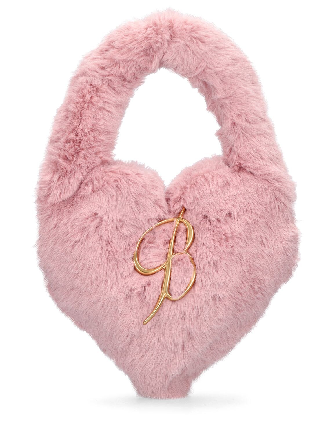 BLUMARINE Logo Heart Faux Fur Top Handle Bag