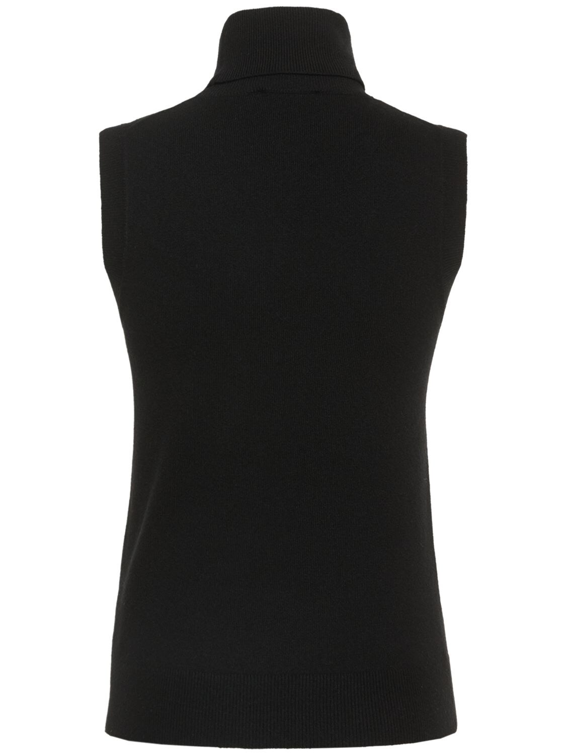 Michael Kors Sleeveless Cashmere Knit Turtleneck Top In Black