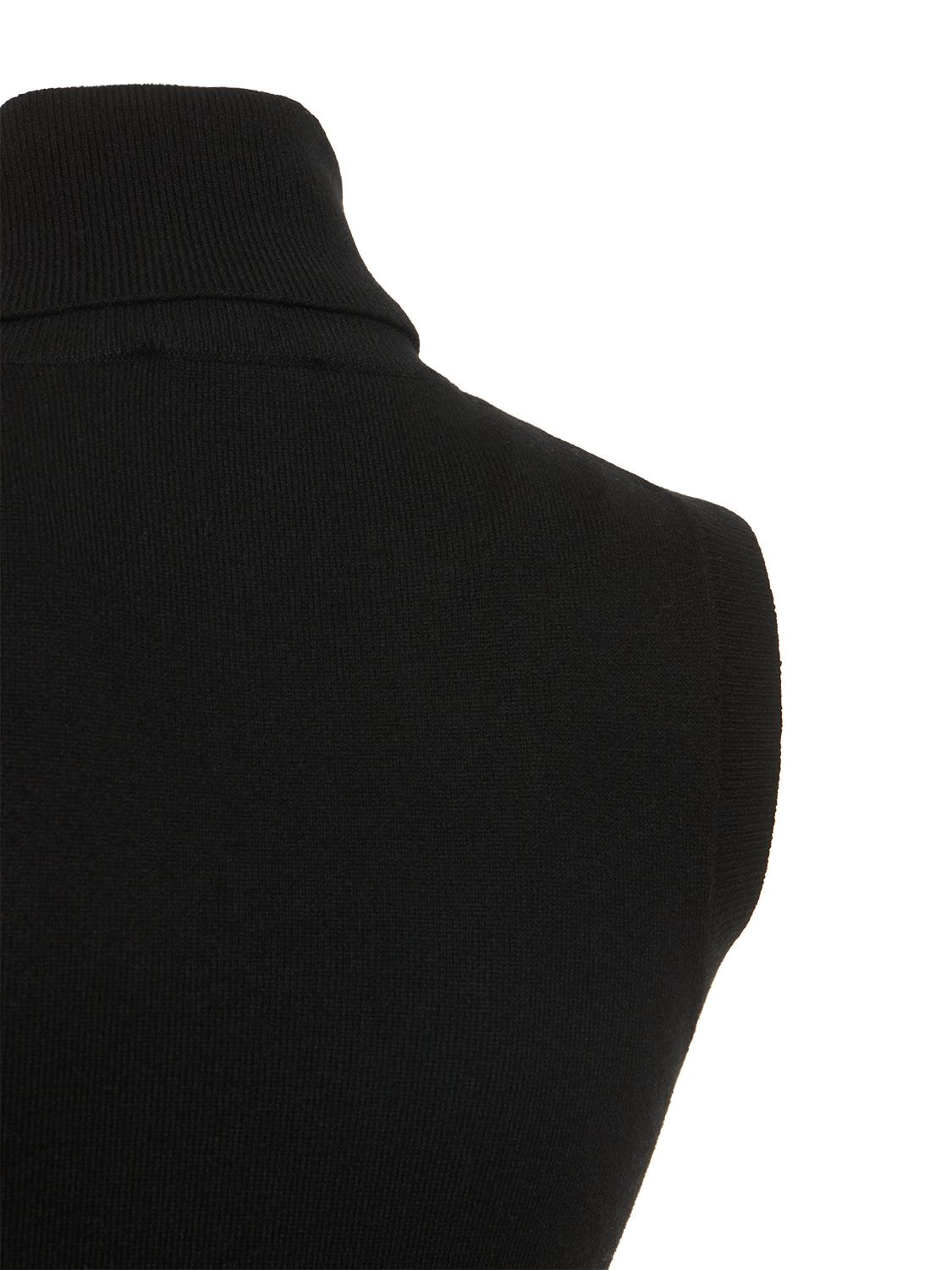 Michael Kors Sleeveless Cashmere Knit Turtleneck Top In Black