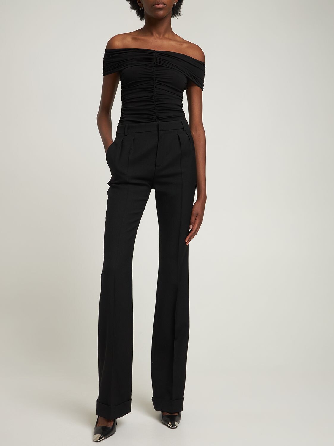 Shop Michael Kors Jersey Viscose Off The Shoulder Body In Black