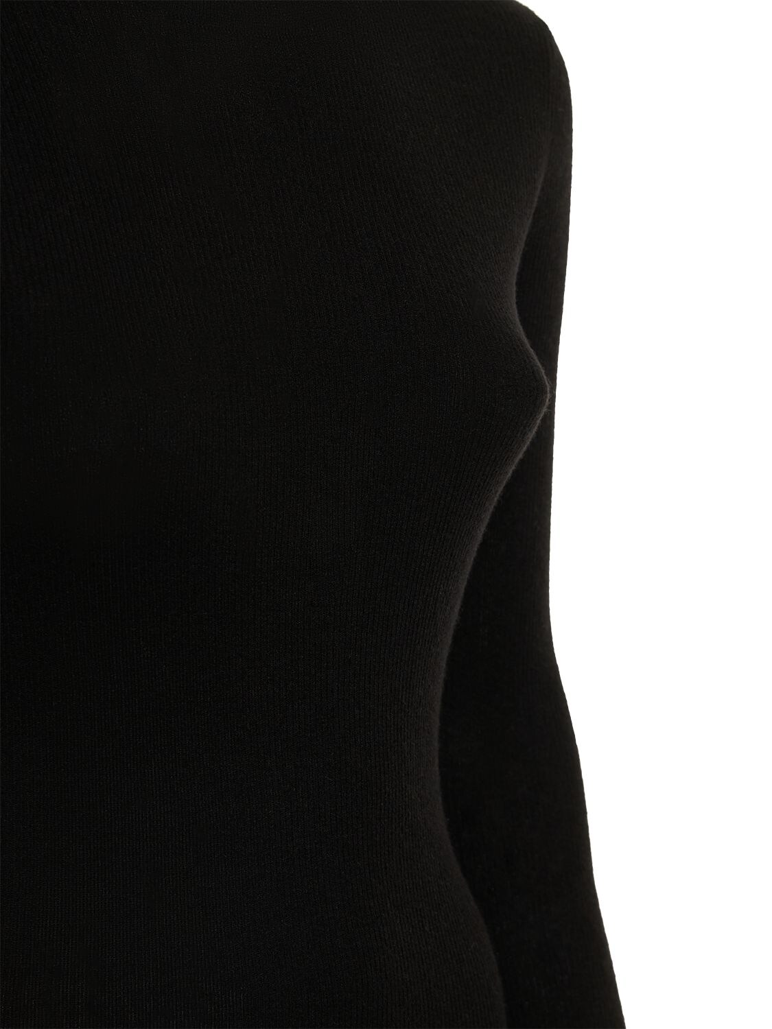 Shop Michael Kors Cashmere Ribbed Knit Crewneck Top In Black