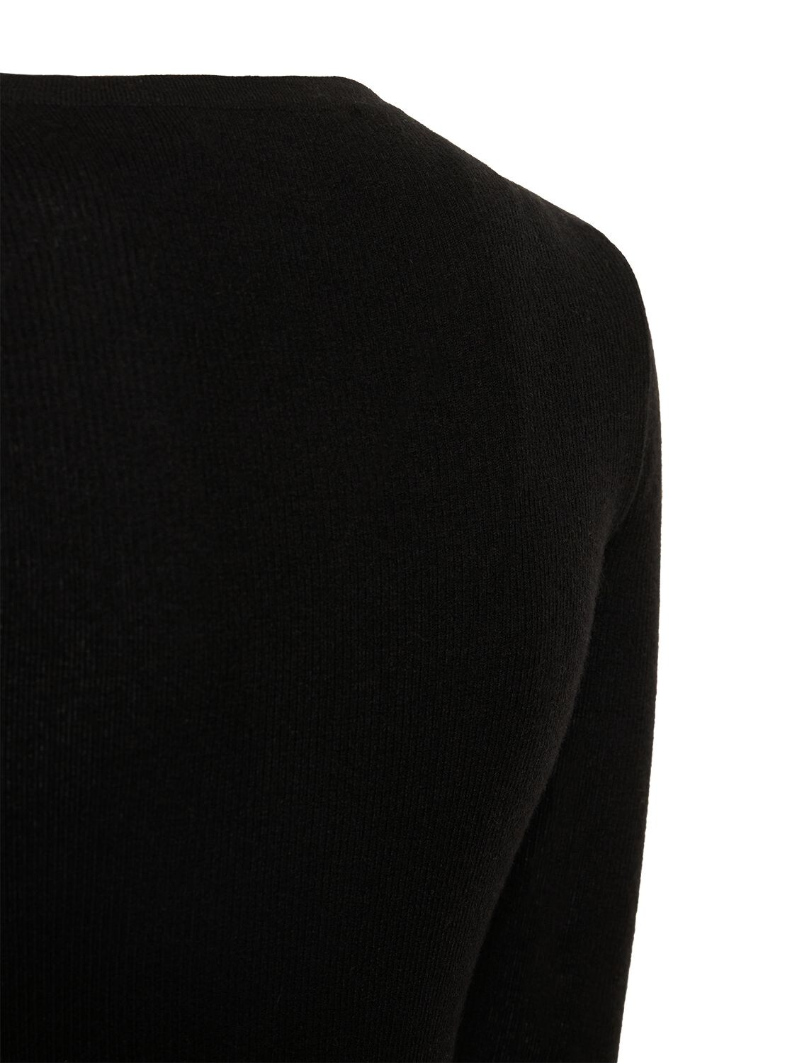Shop Michael Kors Cashmere Ribbed Knit Crewneck Top In Black